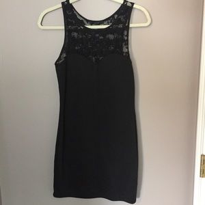 Black lace body con dress